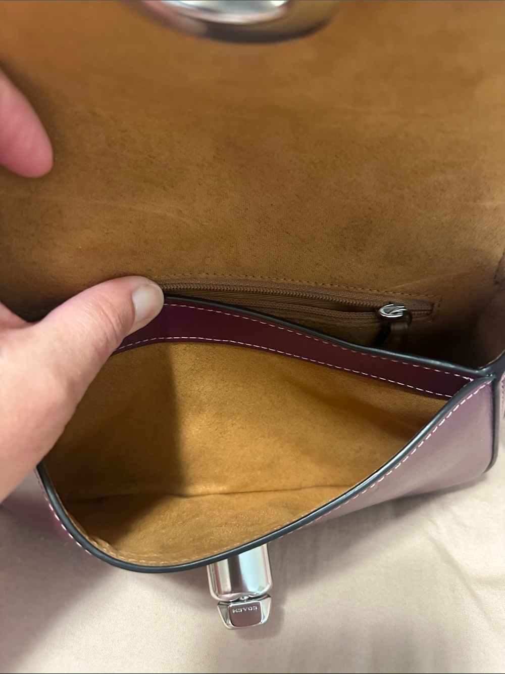 Coach Plum Leather Turnlock Crossbody with Brown Strap - Picture 5 of 10